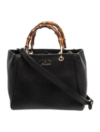 Pre-owned Gucci Bamboo Bamboo Shopper Mini In Black