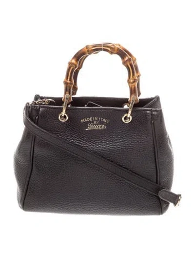 Pre-owned Gucci Bamboo Bamboo Shopper Mini In Black