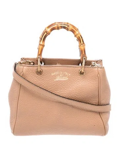 Pre-owned Gucci Bamboo Bamboo Shopper Mini In Neutral