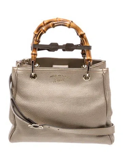 Pre-owned Gucci Bamboo Bamboo Shopper Small In Neutral