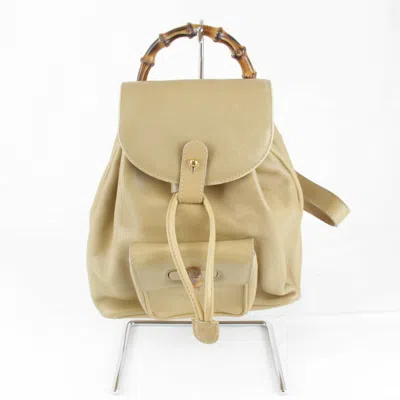 Pre-owned Gucci Bamboo Beige Leather Backpack ()
