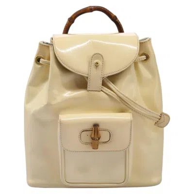 Pre-owned Gucci Bamboo Beige Patent Leather Backpack Bag ()