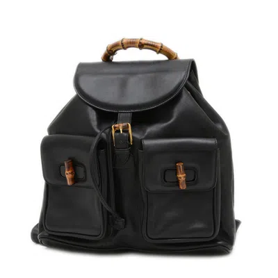Pre-owned Gucci Bamboo Black Bamboo Backpack ()