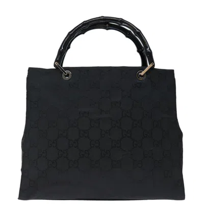 Gucci Bamboo Black Canvas Tote Bag ()