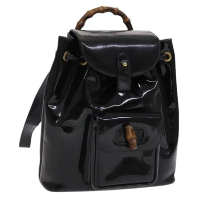 Pre-owned Gucci Bamboo Black Leather Backpack Bag ()