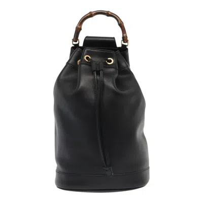 Pre-owned Gucci Bamboo Black Leather Shoulder Bag ()