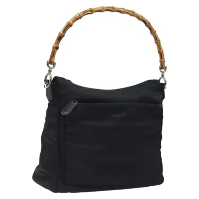 Pre-owned Gucci Bamboo Black Nylon Shoulder Bag ()