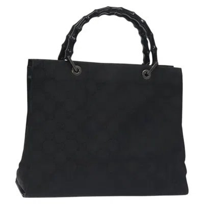 Pre-owned Gucci Bamboo Black Nylon Tote Bag ()