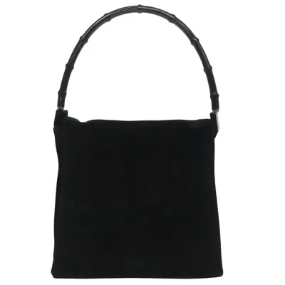Pre-owned Gucci Bamboo Black Suede Shoulder Bag ()