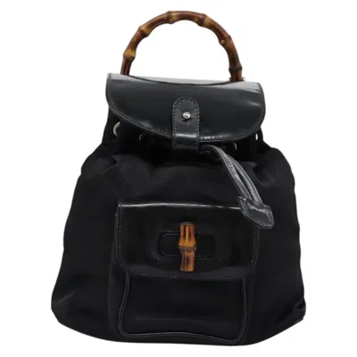 Pre-owned Gucci Bamboo Black Synthetic Backpack Bag ()