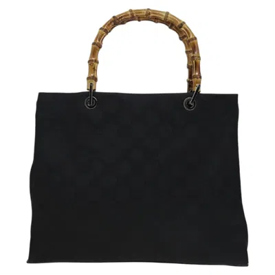 Pre-owned Gucci Bamboo Black Synthetic Tote Bag ()