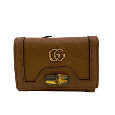 Pre-owned Gucci Bamboo Brown Leather Wallet (tri-fold) ()