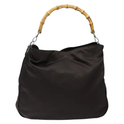 Pre-owned Gucci Bamboo Brown Nylon Shoulder Bag ()