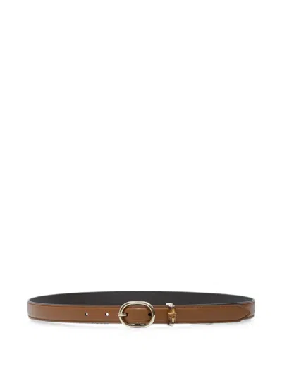 Gucci Bamboo Buckle Leather Belt In Brown