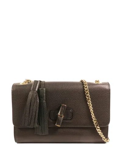 Pre-owned Gucci Bamboo Chain Shoulder Bag In Brown