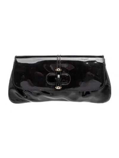 Pre-owned Gucci Bamboo Clutch In Black