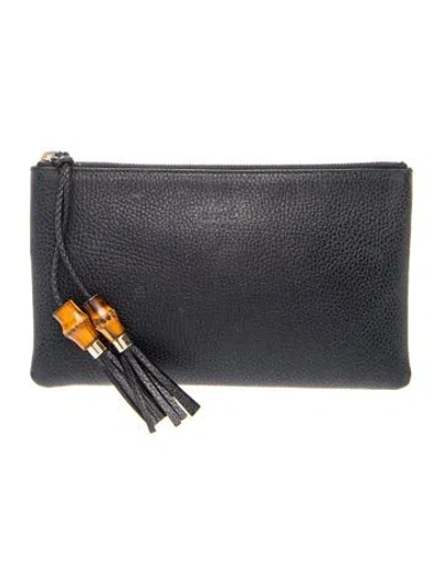Pre-owned Gucci Bamboo Clutch In Blue