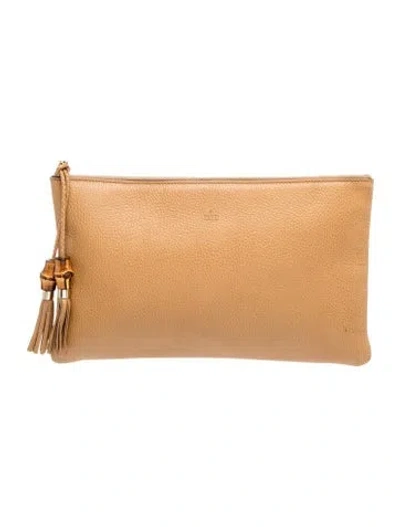 Pre-owned Gucci Bamboo Clutch In Neutral