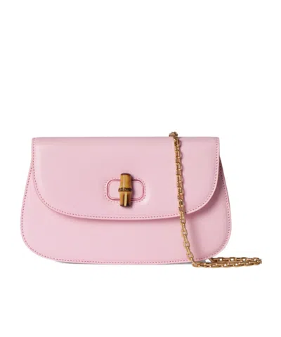 Gucci Bamboo Clutch In Pink