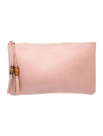 Pre-owned Gucci Bamboo Clutch In Pink