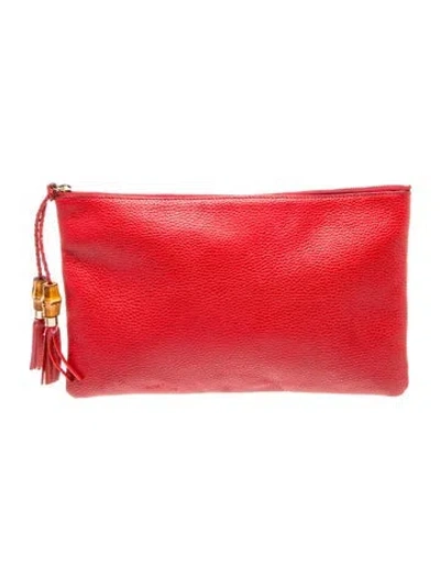 Pre-owned Gucci Bamboo Clutch In Red