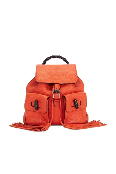 Pre-owned Gucci Bamboo Daily Backpack In Orange
