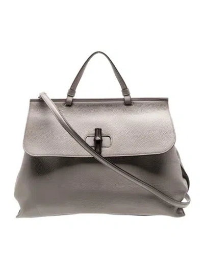 Pre-owned Gucci Bamboo Daily In Gray