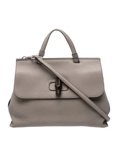 Pre-owned Gucci Bamboo Daily In Grey