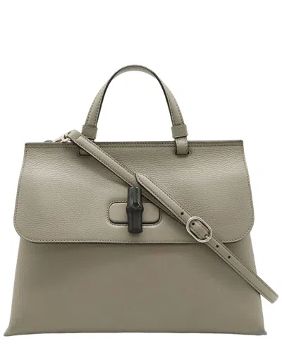 Gucci Bamboo Daily Medium Top Handle Bag (authentic Pre-loved) In Gray