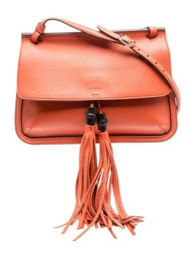 Pre-owned Gucci Bamboo Daily In Orange