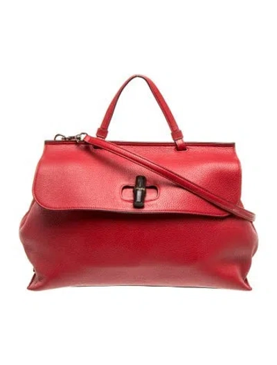 Pre-owned Gucci Bamboo Daily In Red