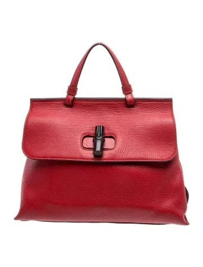 Pre-owned Gucci Bamboo Daily In Red