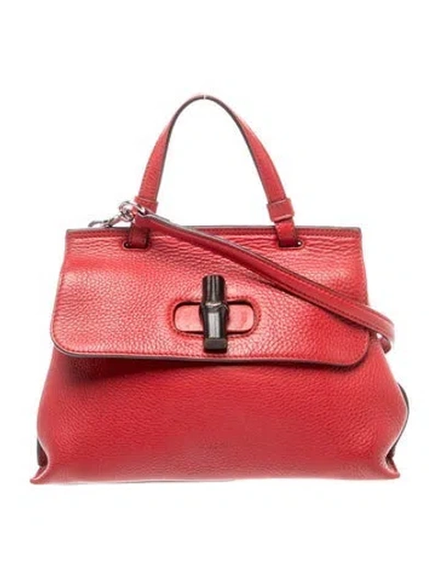 Pre-owned Gucci Bamboo Daily Small In Red