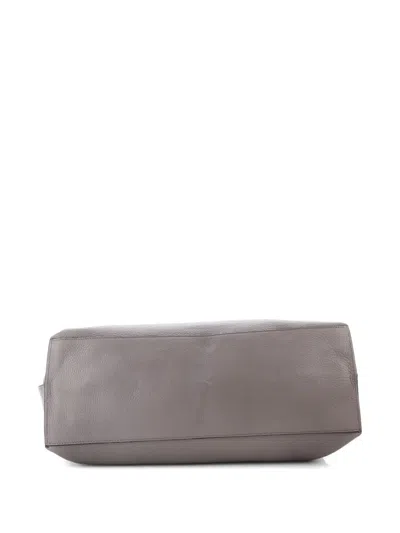 Pre-owned Gucci Bamboo Daily Top Handle Bag Leather Large Satchel In Gray