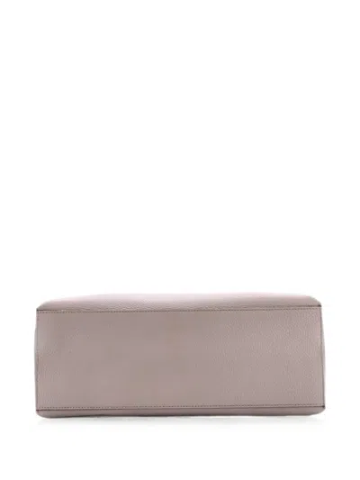Pre-owned Gucci Bamboo Daily Top Handle Bag Leather Medium Satchel In Grey
