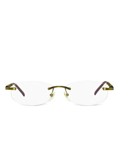 Gucci Bamboo-detail Rimless Glasses In Gold