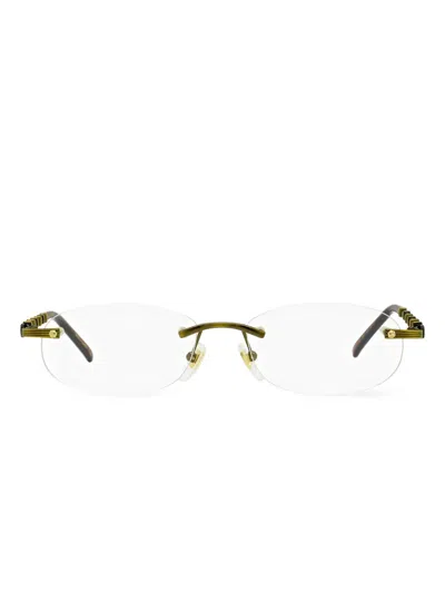 Gucci Bamboo-detail Rimless Glasses In Green