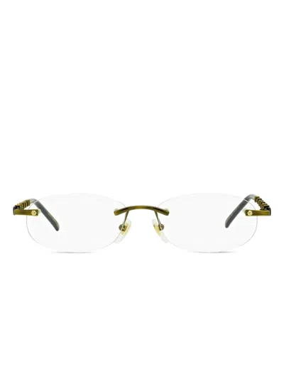 Gucci Bamboo-detail Rimless Glasses In Gold