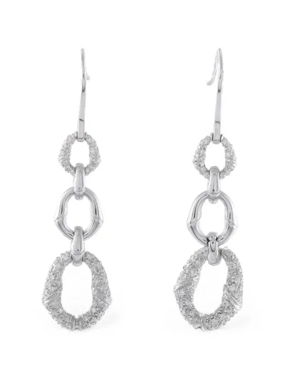Pre-owned Gucci Bamboo Diamond Drop Earrings In Silver