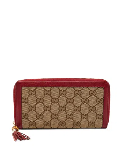 Pre-owned Gucci Bamboo Gg Canvas Wallet In Neutrals