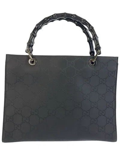 Gucci Bamboo Gg Tote Handbag (authentic Pre-loved) In Black