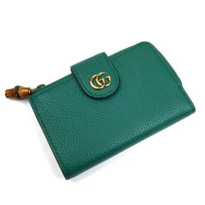 Pre-owned Gucci Bamboo Green Leather Wallet (bi-fold) ()