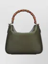 Gucci Bamboo Handle Cross-body Bag With Curved Design In Green
