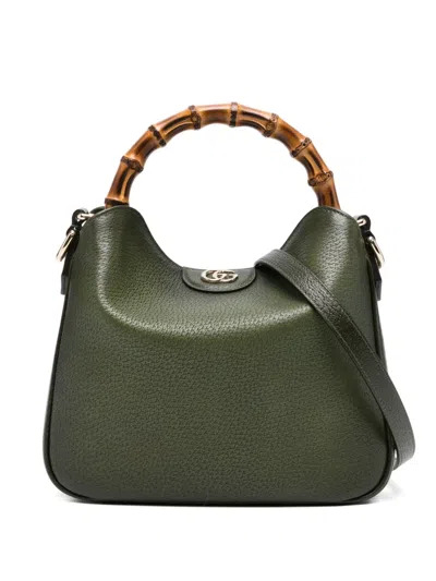 Gucci Womens Petit Green Diana Small Leather Shoulder Bag