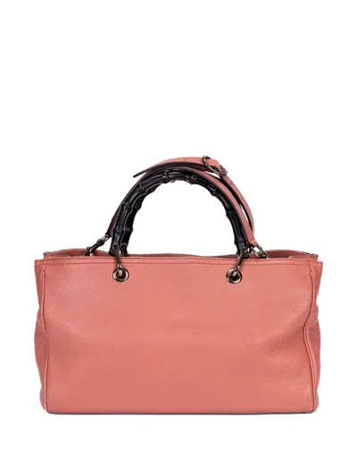 Pre-owned Gucci Bamboo-handle Leather Tote Bag In Pink