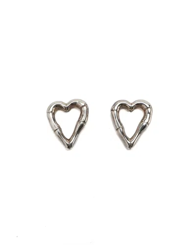 Pre-owned Gucci Bamboo Heart Silver Earrings