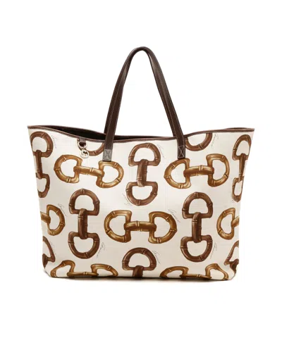 Gucci Bamboo Horsebit Print Tote Bag In Neutral