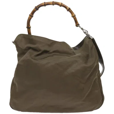 Gucci Bamboo Khaki Synthetic Shoulder Bag ()