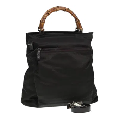 Pre-owned Gucci Bamboo Khaki Synthetic Tote Bag ()