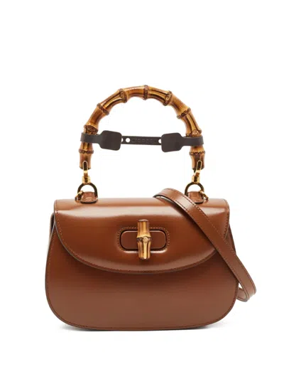 Pre-owned Gucci Bamboo Leather Bag In Brown